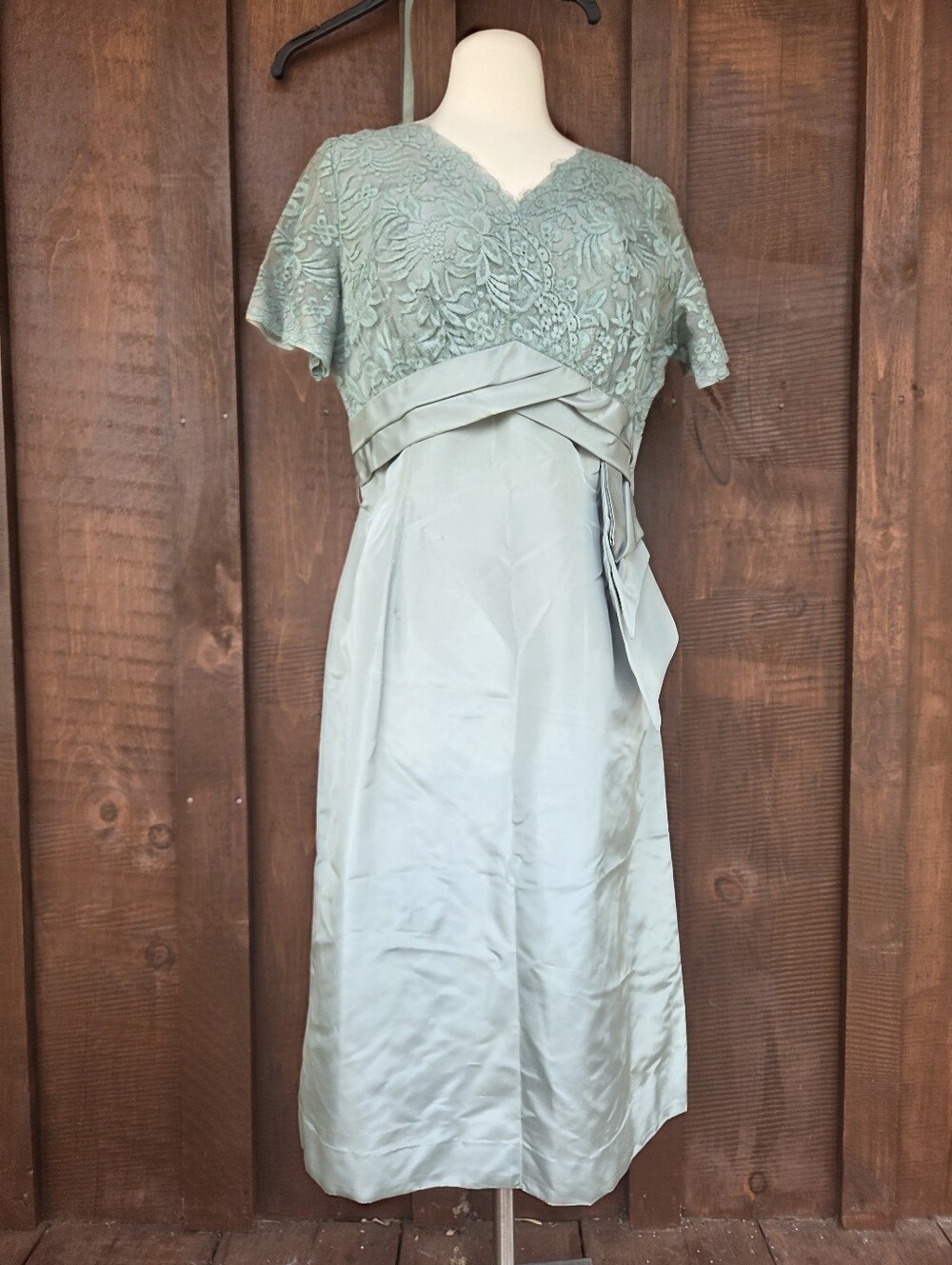 F30. Andora Frocks Satin & Lace Formal Midi Dress